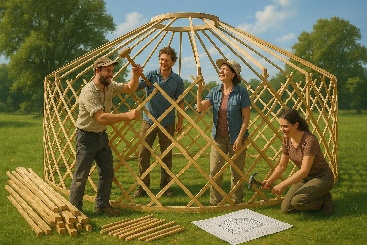 Découvrez comment construire une yourte en bois en seulement 3 mois grâce à notre méthode facile et sans stress. Suivez nos étapes simples et profitez d’un espace de vie unique et chaleureux, tout en expérimentant le plaisir de l’autoconstruction.
