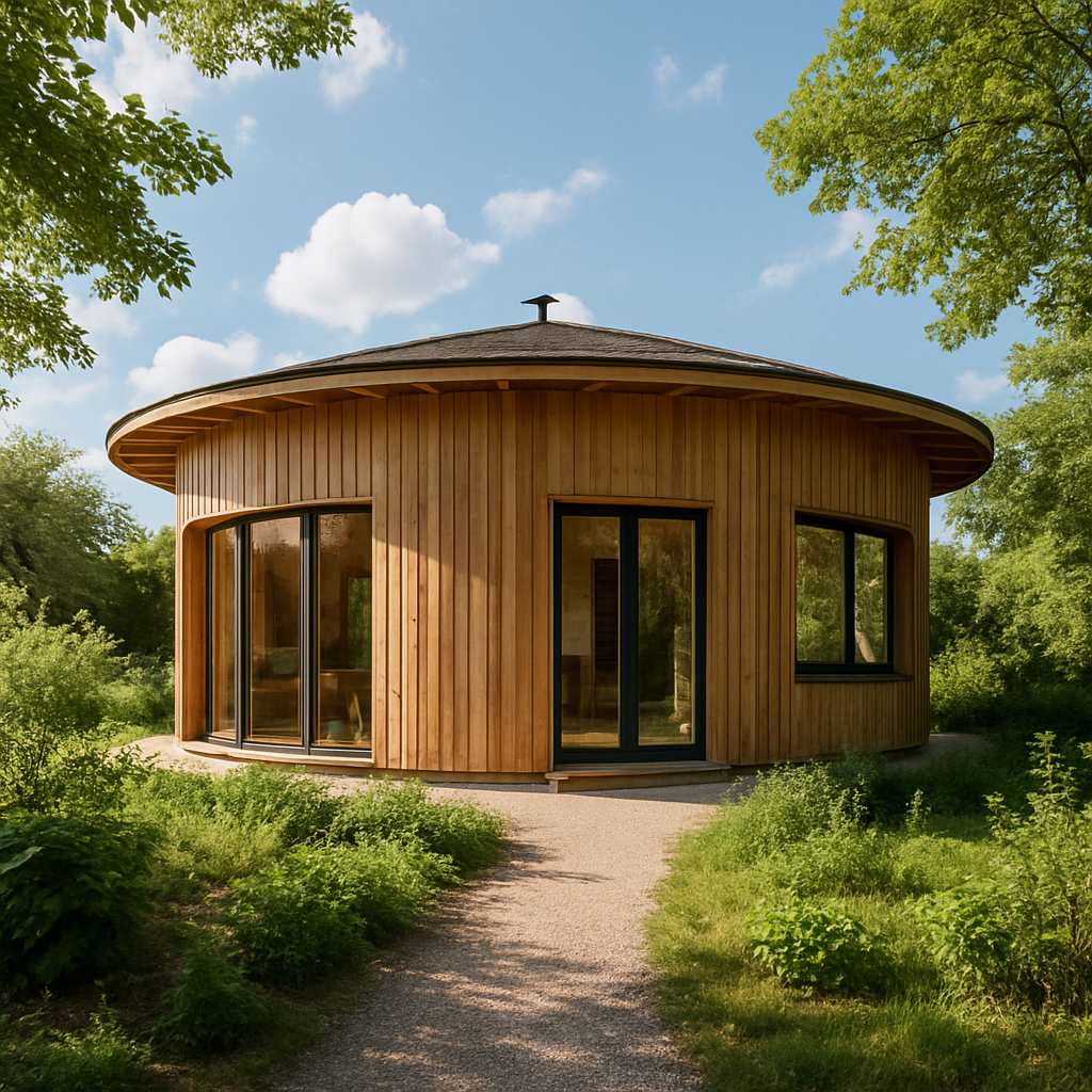 découvrez cette maison ronde en bois, parfaite pour vivre en harmonie avec la nature en 2025. un espace unique alliant confort et tranquillité, idéale pour une vie paisible.