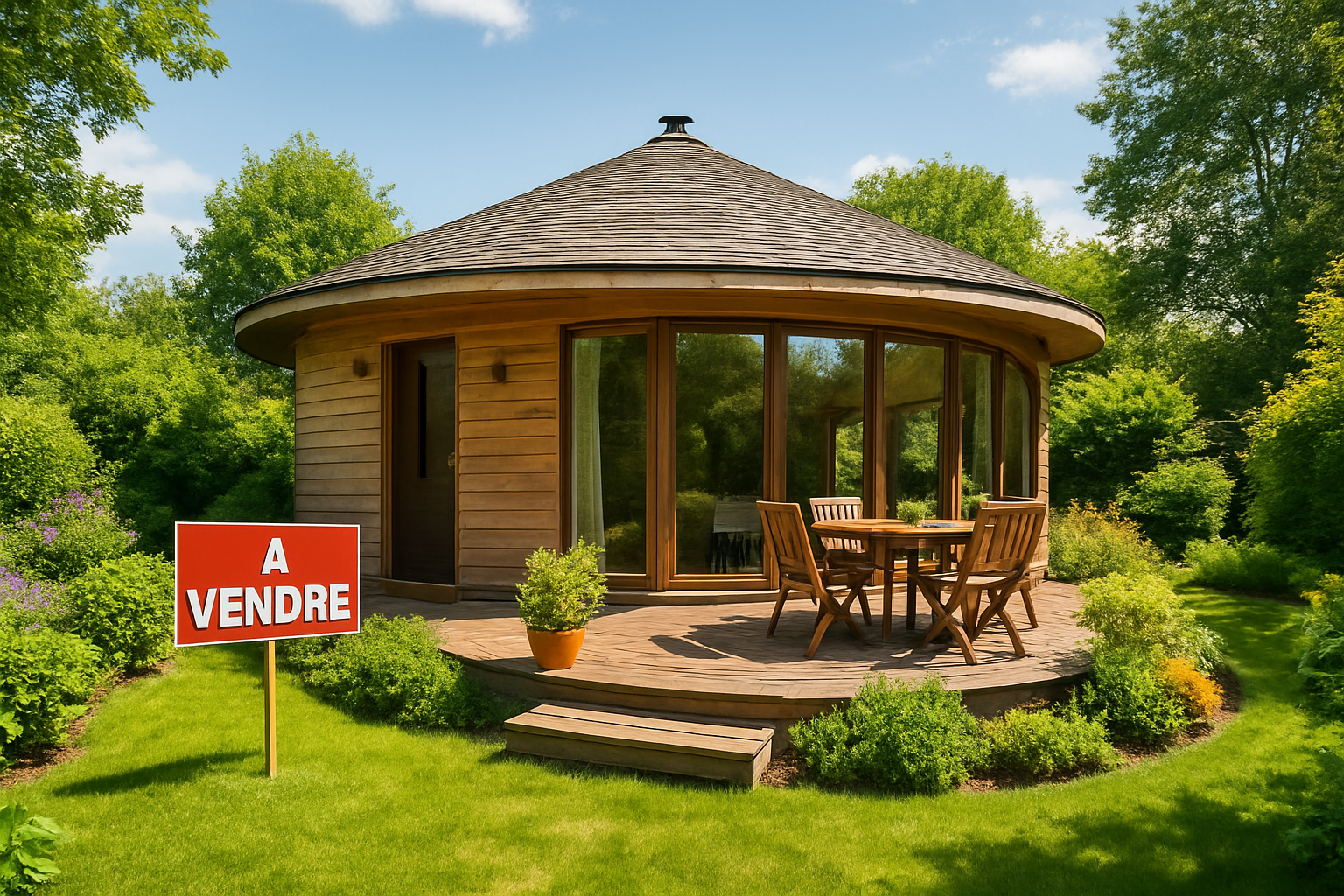découvrez votre havre de paix en 2025 avec cette maison ronde en bois à vendre. un design unique pour une vie harmonieuse et tranquille en pleine nature.
