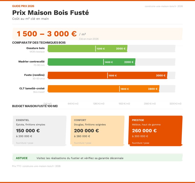 Infographie : prix maison bois fusté comparatif