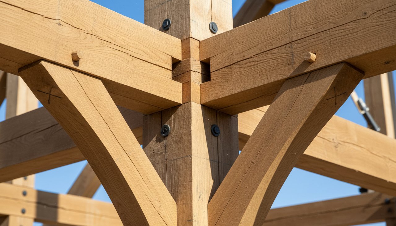 Détail de l'assemblage charpente bois surélévation