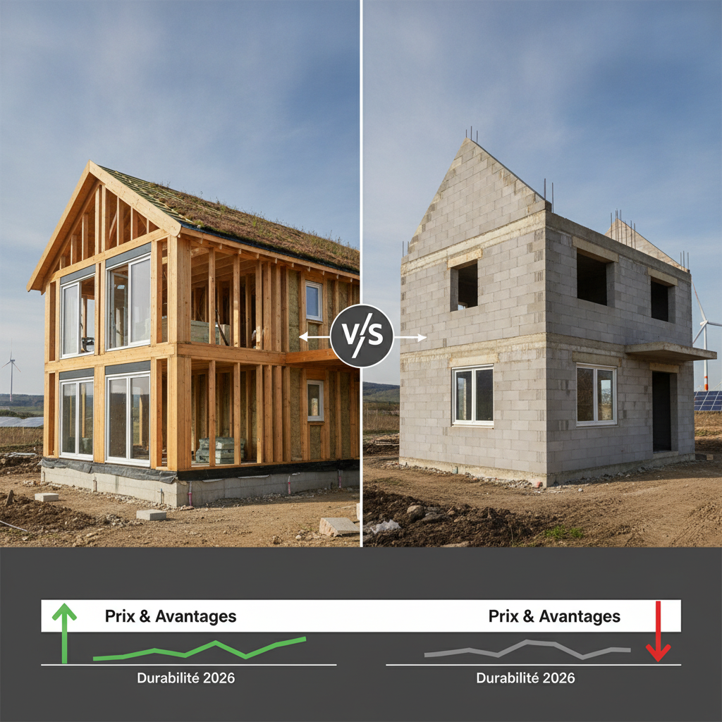 Maison bois vs parpaing : comparatif prix, avantages et durabilite 2026