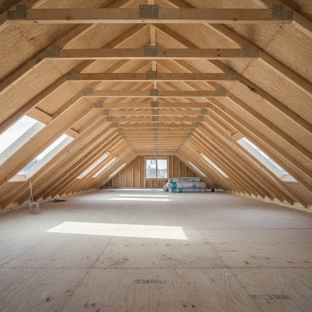 fermettes industrielles installees dans des combles