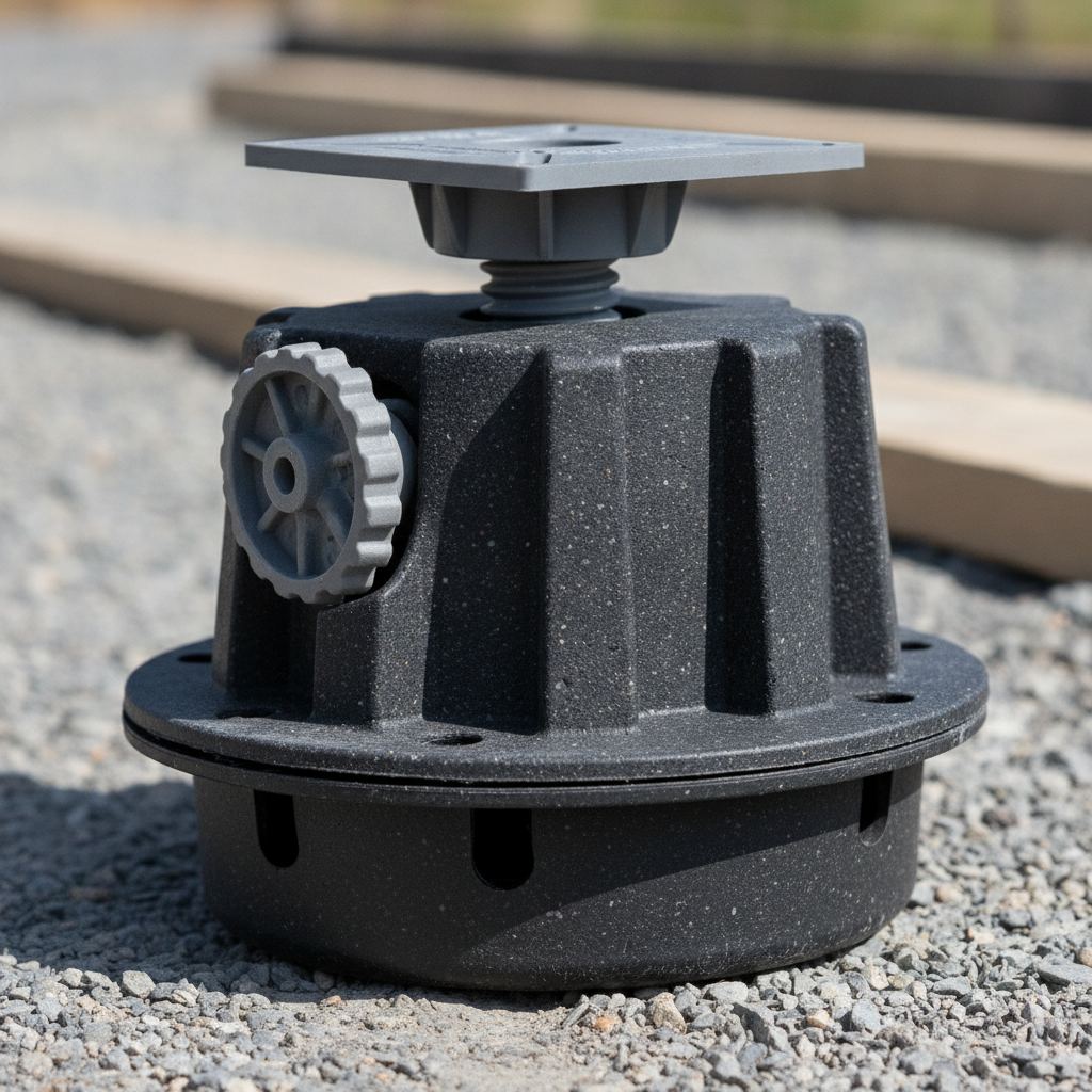 plot réglable pour terrasse avec molette de réglage de hauteur