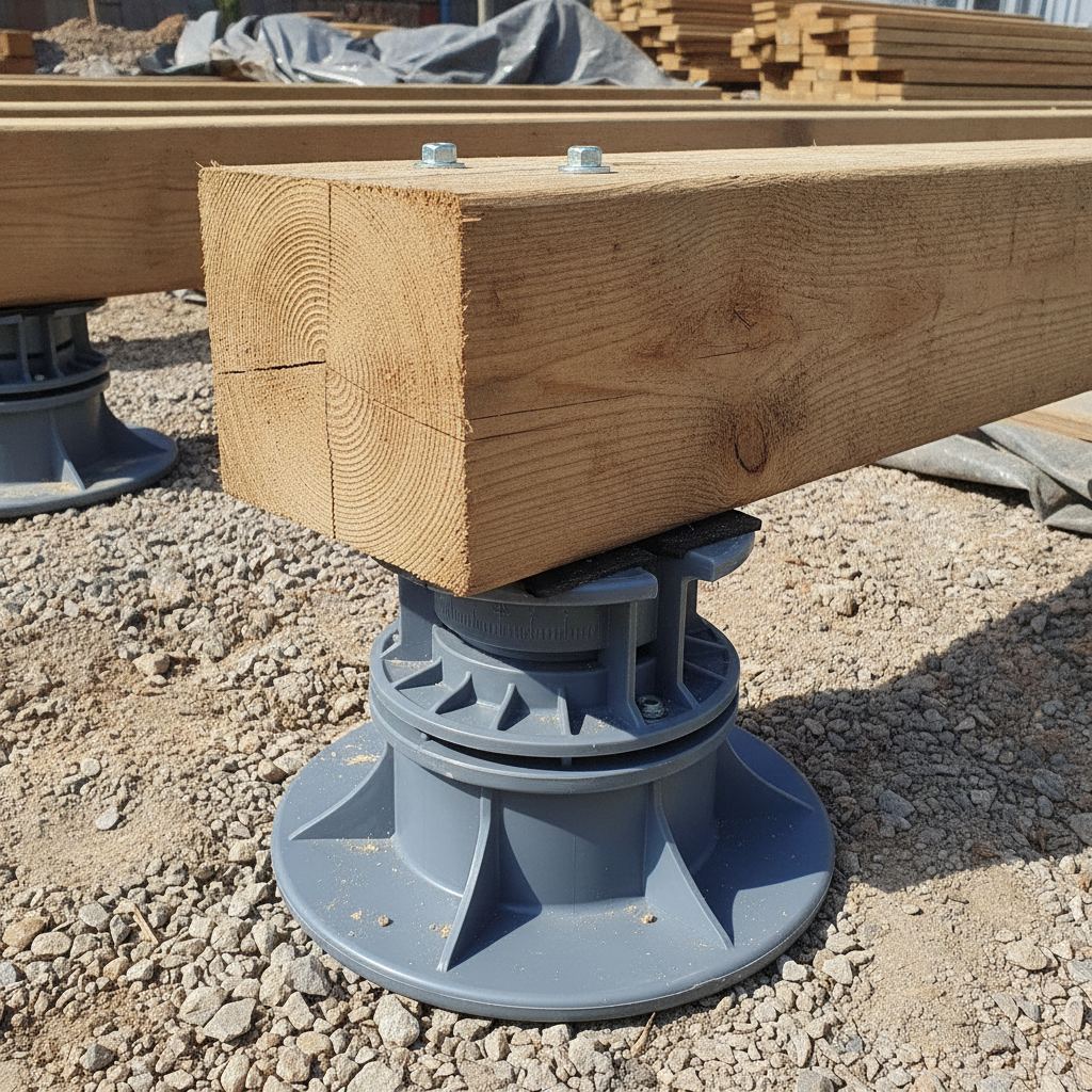 plot réglable et lambourde pour terrasse bois sur terre