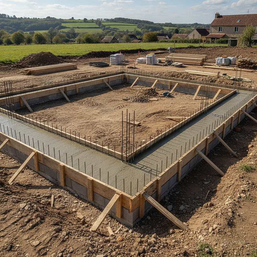 Fondations semelles filantes et soubassement pour autoconstruction maison ossature bois