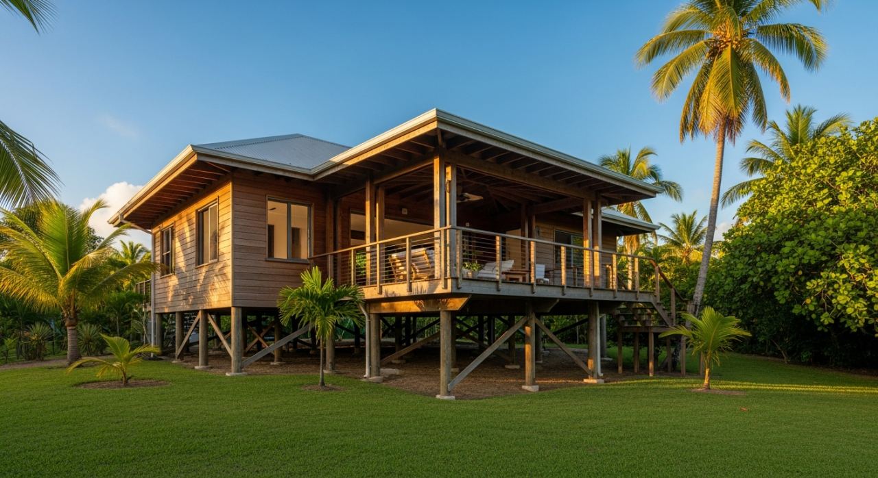 Prix maison bois Guadeloupe : villa tropicale sur pilotis clé en main en 2026