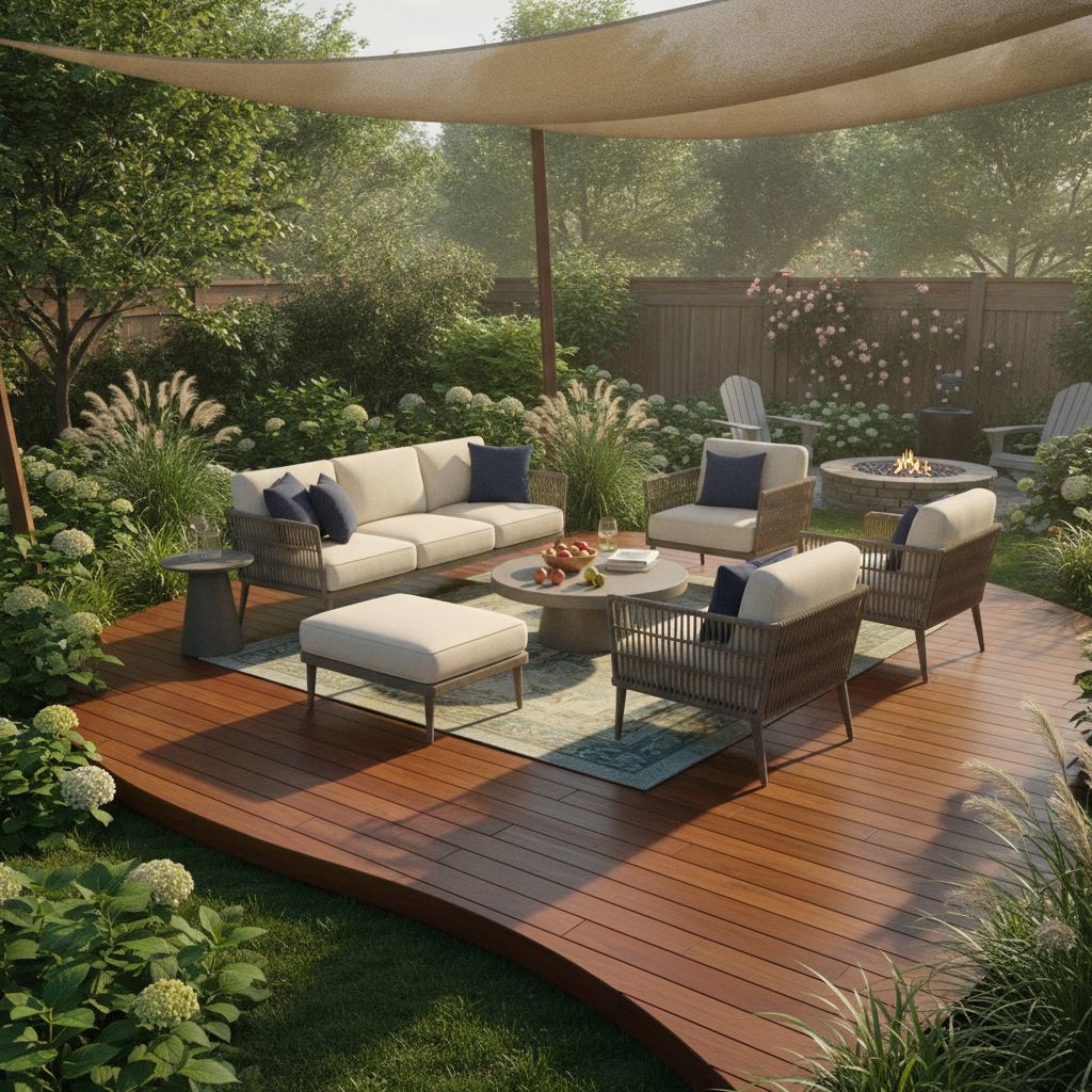 Terrasse en bois exotique terminée sur lambourdes classe 4