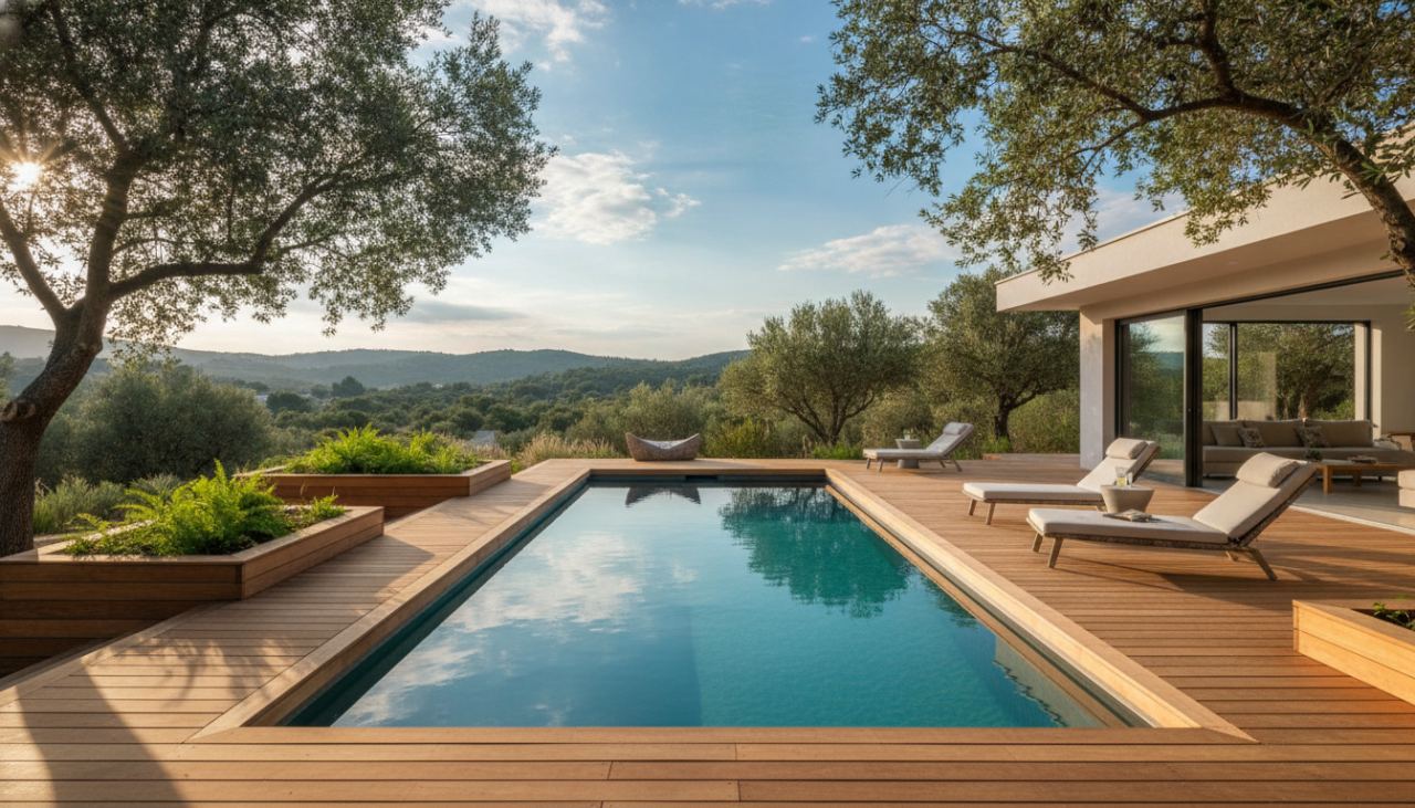 terrasse en bois pour piscine