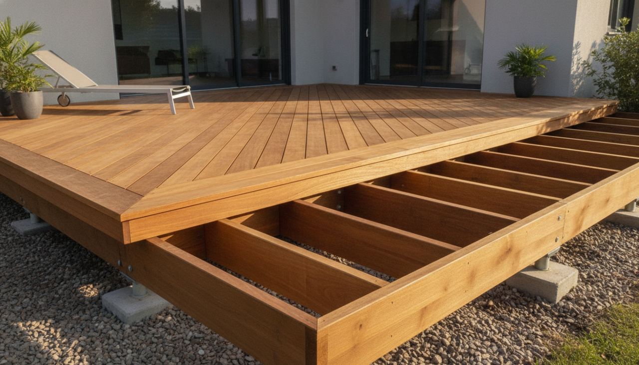 terrasse en bois sur lambourde